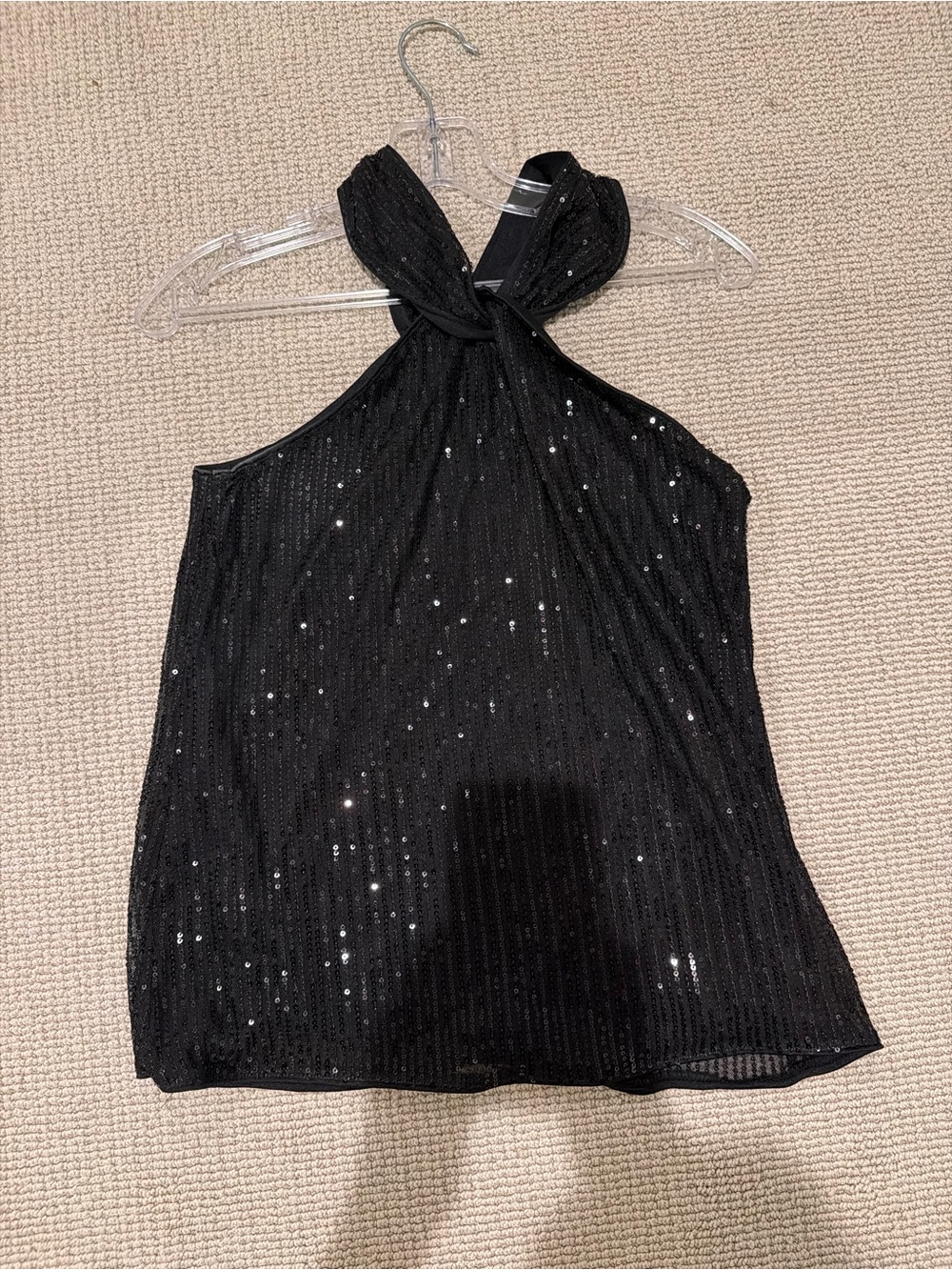 Grace Karin Black Sequin Halter Top Size Small Party Holiday

Description: